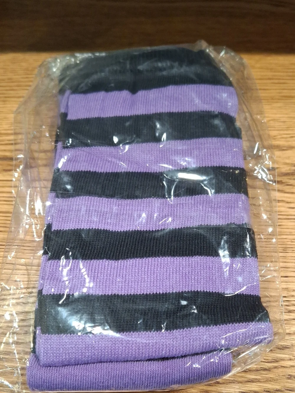 Lavender Purple & Black Wide Striped Thigh-High Socks & Arm Warmers